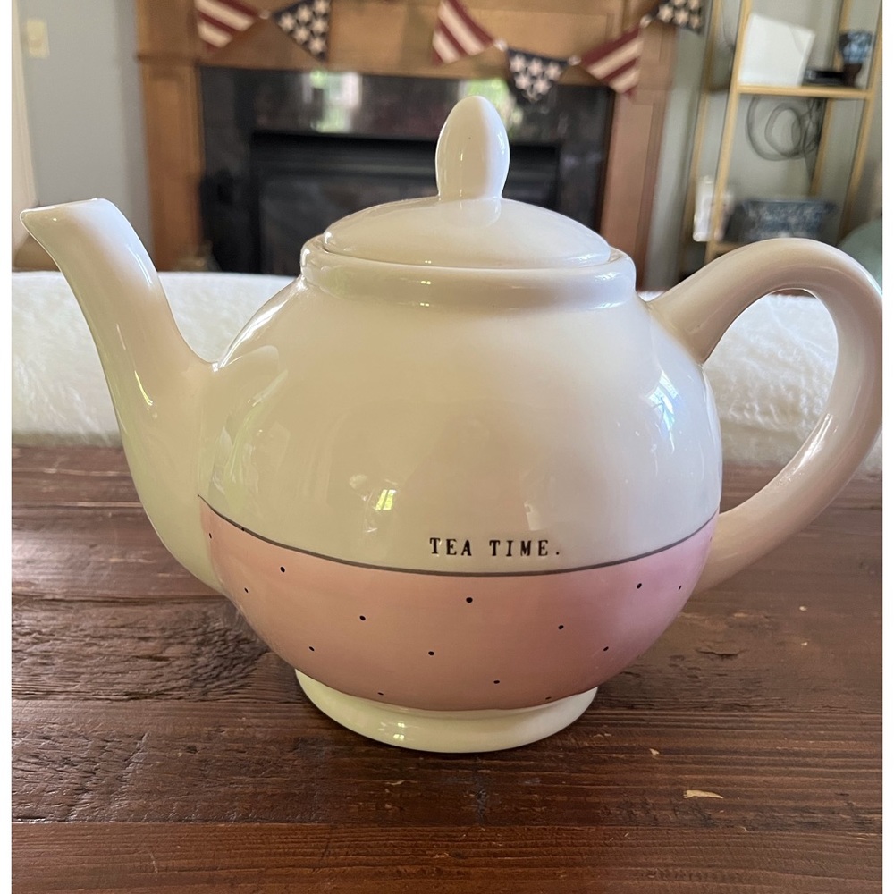 Rae Dunn RARE and hard to find in this color way tea time tea pot in PINK
